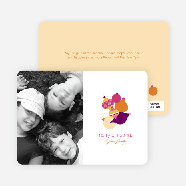 Fun Modern Ornaments Holiday Photo Card - Grape