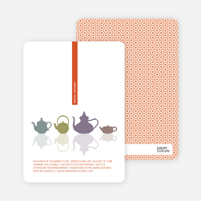 Invitations for Bridal Shower Tea - Tangerine Orange