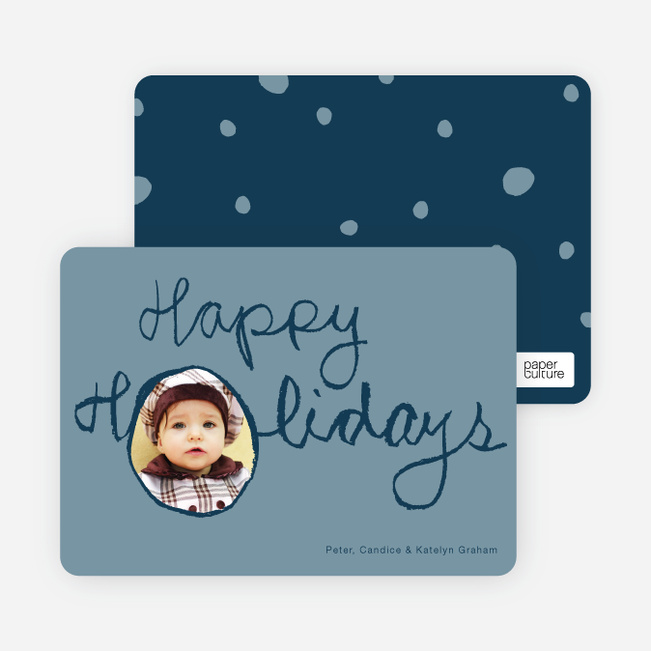 Kiddie Script Happy Holidays Photo Cards - Blueberry