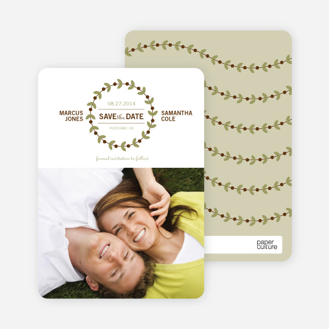 Modern Garland Eco Friendly Save the Date Photo Cards - Vine