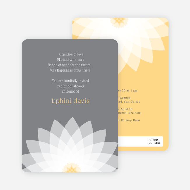 Modern Lily Lotus Bridal Shower Invitations - Yellow