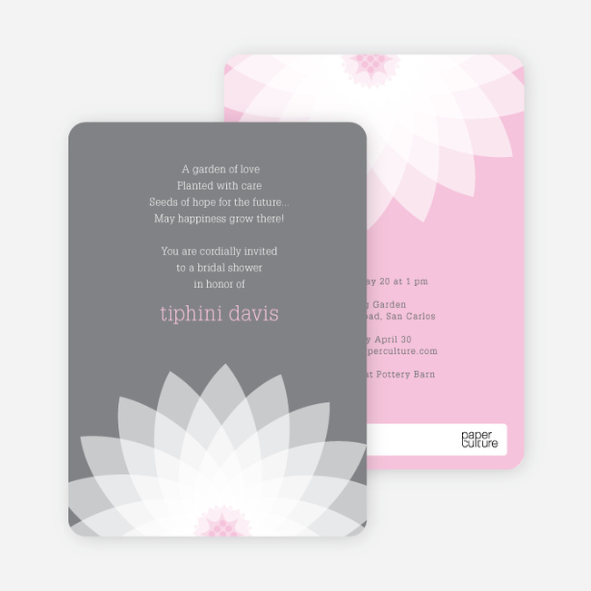 Modern Lily Lotus Bridal Shower Invitations - Pink