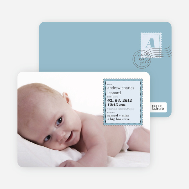 Neither Rain Nor Sleet Nor Snow Nor Hail Baby Announcements - Pale Cadet