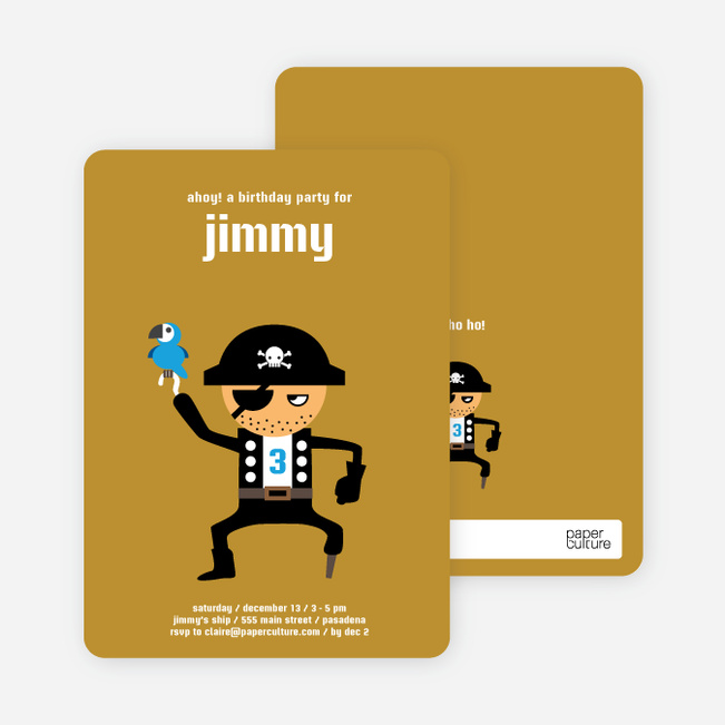 Shiver Me Timbers Pirate Birthday Invitation - Ginger