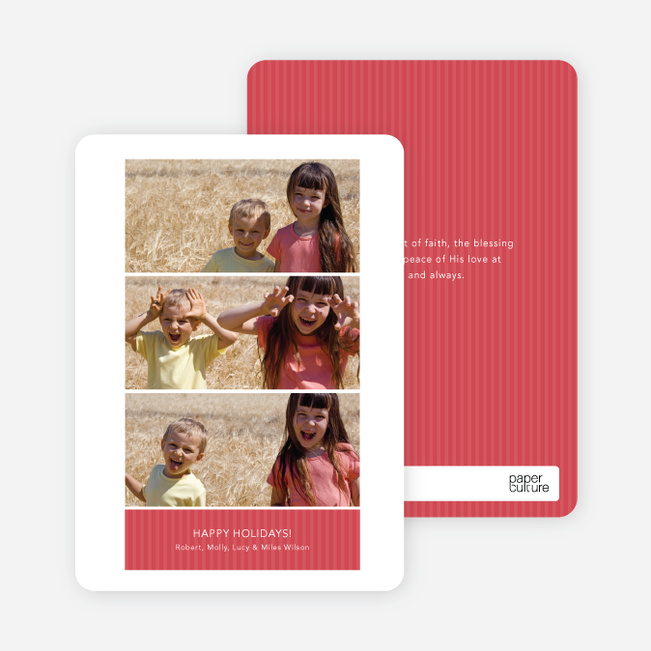 Triple the Fun – 3 Photo Holiday Cards - Cherry
