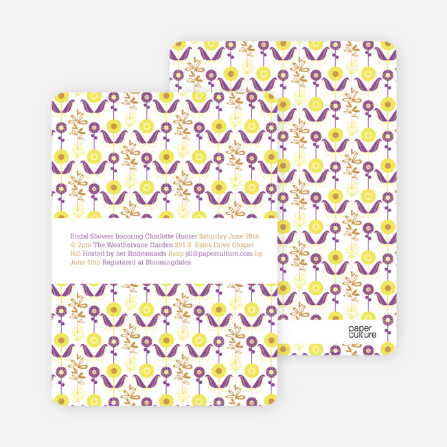 Wallpaper Blooms Bridal Shower Invitations - Lemon Drop
