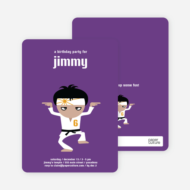 Wax on Wax Off Karate Birthday Invitations - Purple Punch