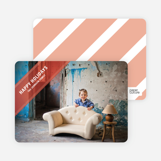 Wrapped in a Ribbon Christmas Photo Cards - Maroon