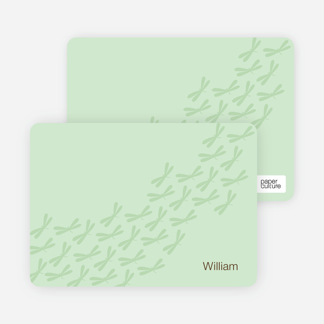 Personal Stationery for Bzzz and Zzzz Dragonfly Baby Announcement - Mint