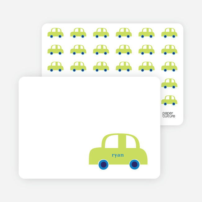 Personal Stationery for Not-So-Ferrari Like Car Baby Announcement - Neon Green