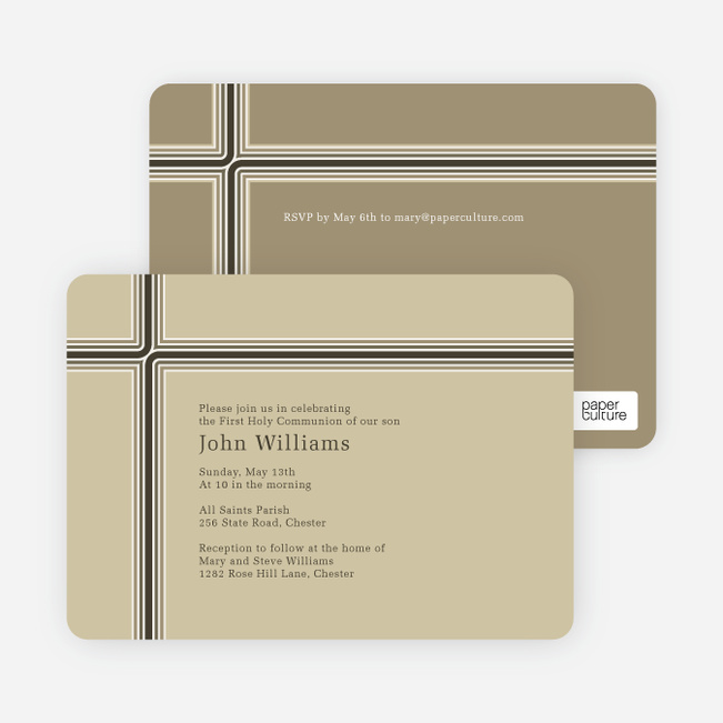 Holy Communion Invitations: The Cross and the Path - Brown