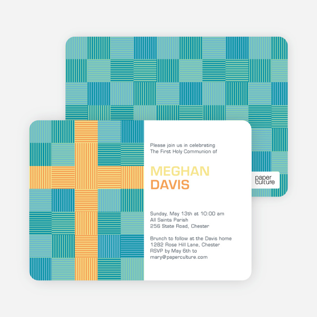 Modern Holy Communion Invitations - Blue
