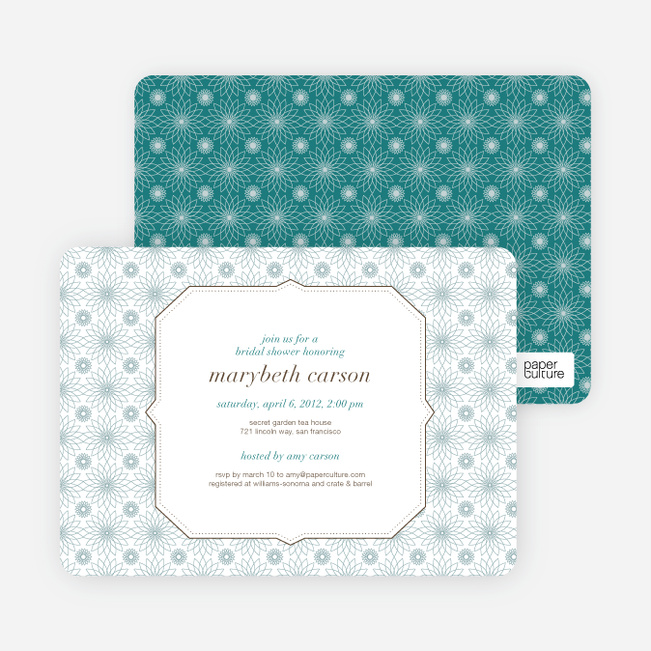 Spirograph Flower Bridal Shower Invitations - Blue