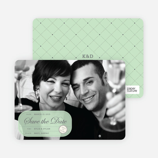 Modern Classic Save the Date Photo Cards - Celadon