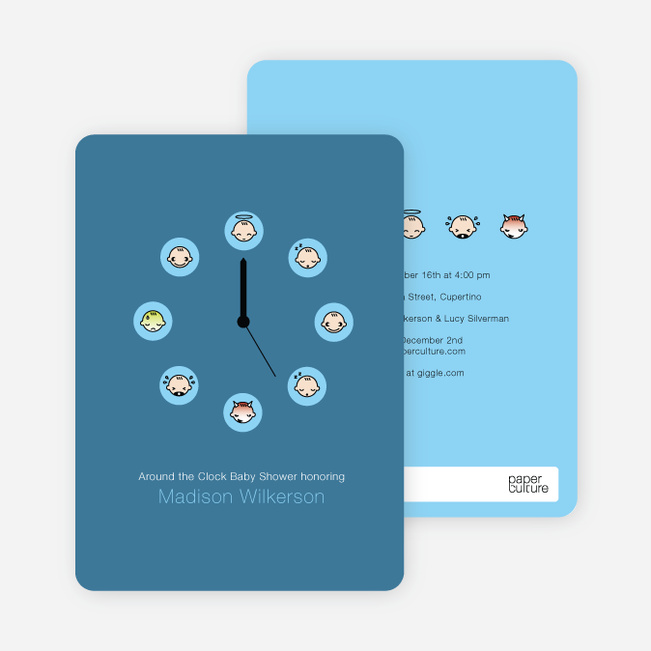 Mood Clock Baby Shower Invitation - Azure Blue