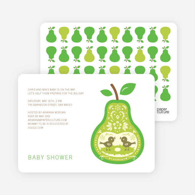 Pear Birds Modern Birthday Invitation - Yellow