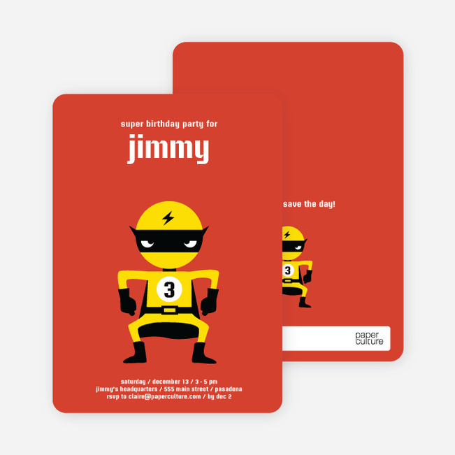 Avenger Super Hero Birthday Invitation - Saffron