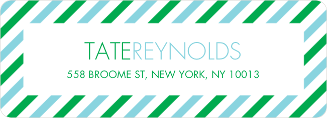 Diagonal Stripes Custom Address Labels - Green