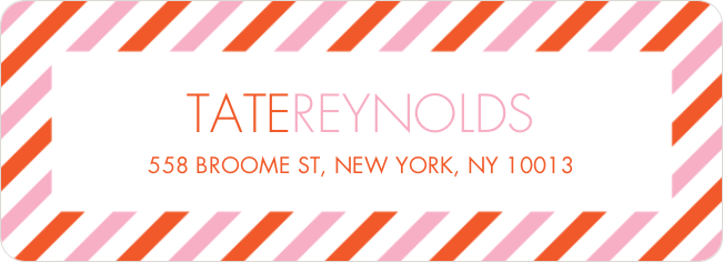 Diagonal Stripes Custom Address Labels - Orange