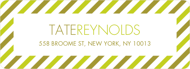 Diagonal Stripes Custom Address Labels - Green