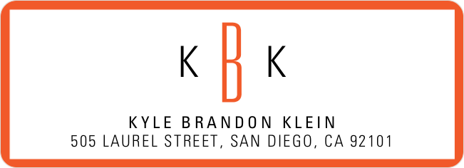 Modern Monogram Custom Address Labels - Orange