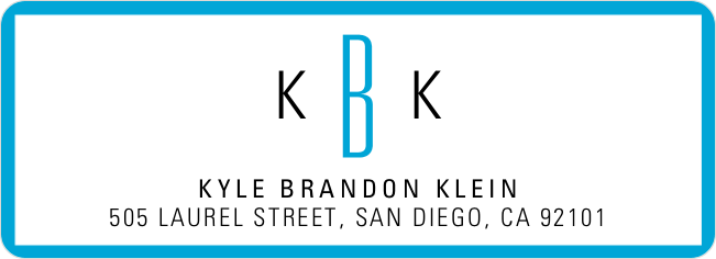 Modern Monogram Custom Address Labels - Blue
