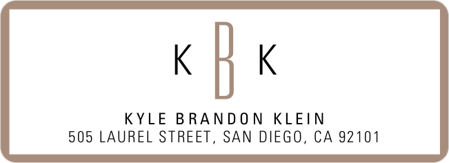 Modern Monogram Custom Address Labels - Brown
