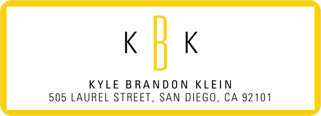 Modern Monogram Custom Address Labels - Yellow