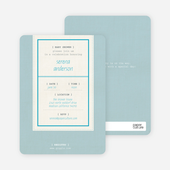 Baby Ticket Baby Shower Invitations - Glacier