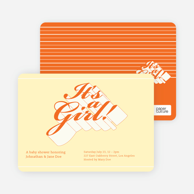 Chic 3D Graffiti Baby Shower Invitations - Soft Sand