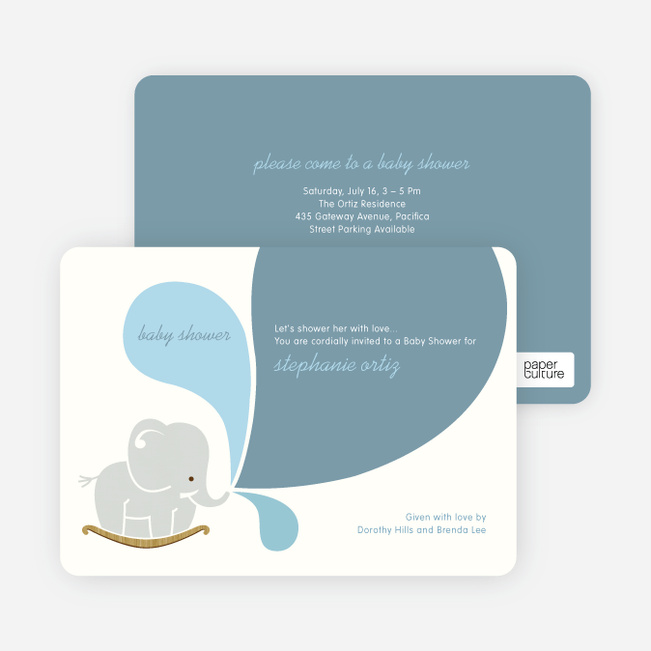 Elephant Rocker Baby Shower Invitations - Elephant Spout
