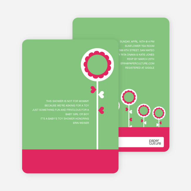 Modern Flower Baby Shower Invitation - Bright Green