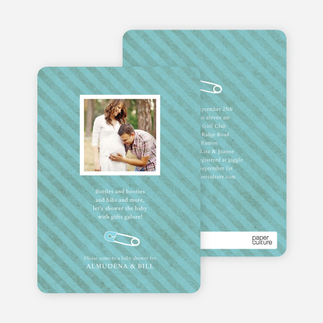 Baby Pin Shower Invitation - Aquamarine