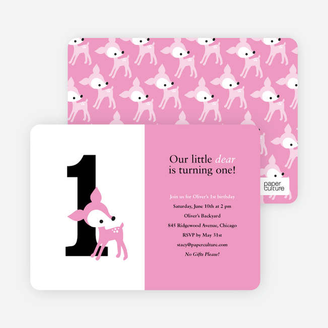 Blue Deer 1st Birthday Invitation - Kiss