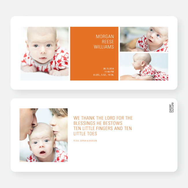 Boldly Modern Large Birth Announcements - Orange