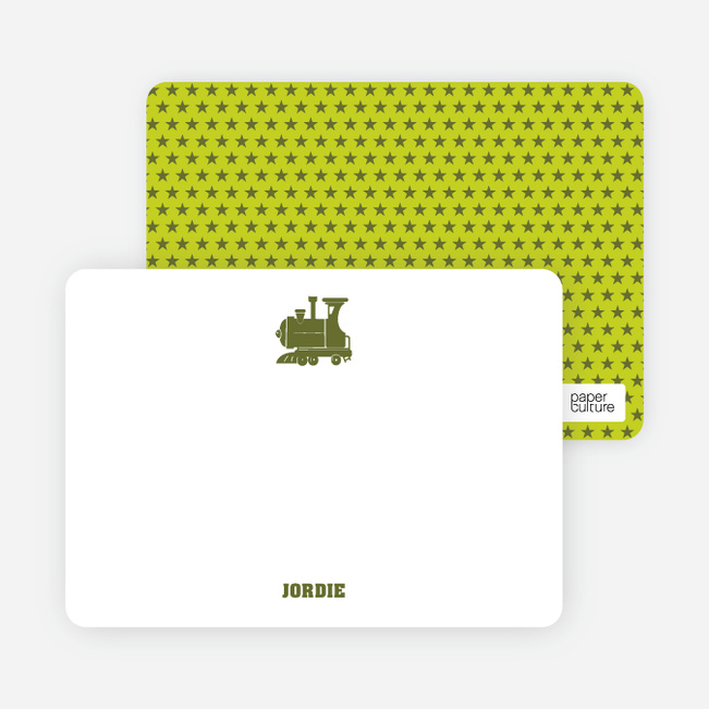 Classic Train Personal Note Cards - Green