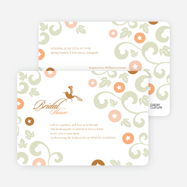 Morning Glory Wedding Shower Invitations - Bronze