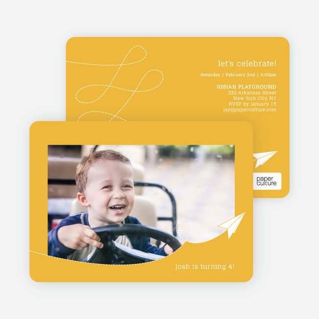 Paper Airplane Birthday Party Invitations - Orange