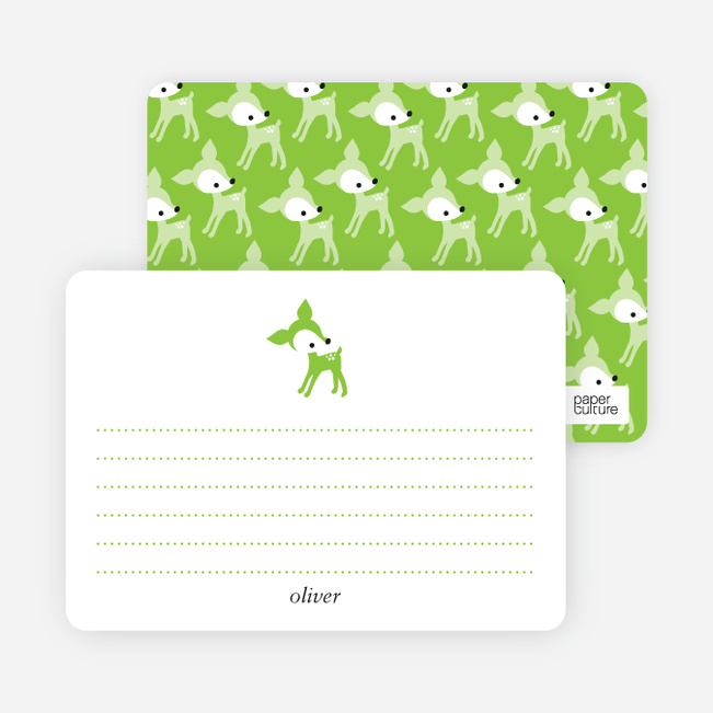 Personal Stationery for Blue Deer 1st Birthday Invitation - Apple Green