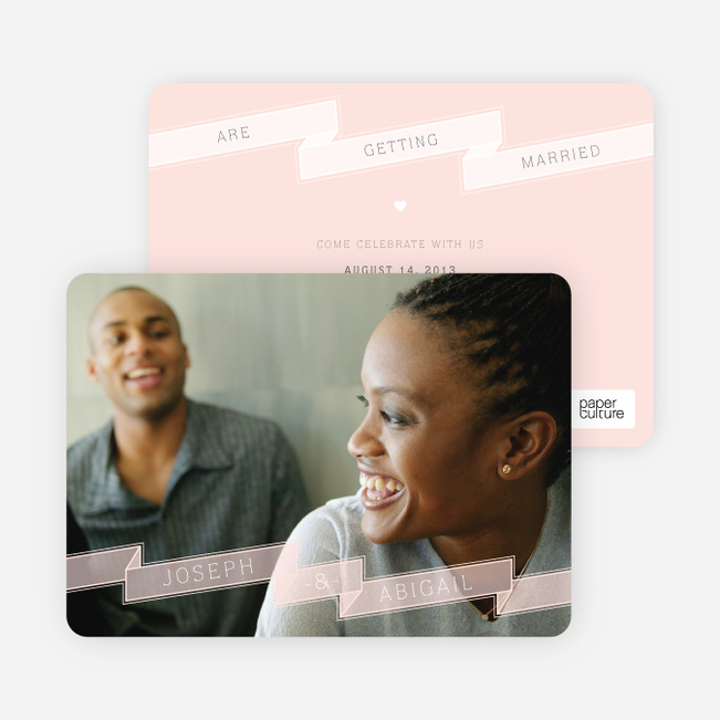 Ribbon Save the Date Cards - Pink