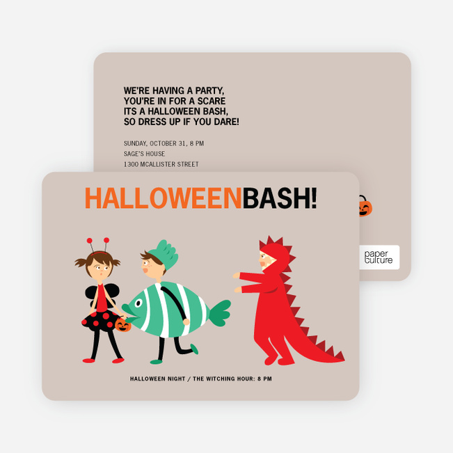 Ladybug, Fish and Alligator Costume Party Invitations - Viridian