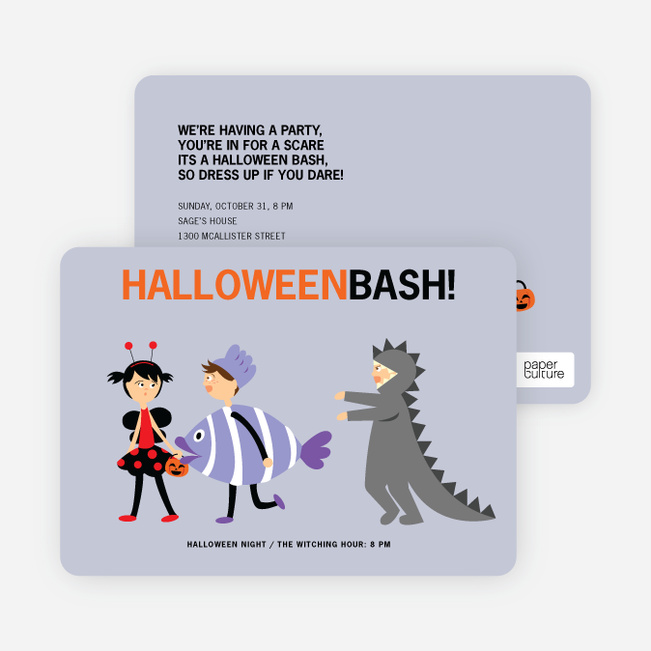 Ladybug, Fish and Alligator Costume Party Invitations - Lavender