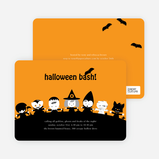 Monster Bash Halloween Party Invitations - Tangerine