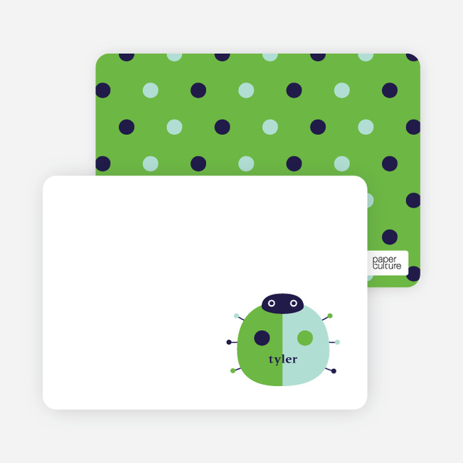 Personal Stationery for Modern Ladybug Baby Announcement - Apple Green