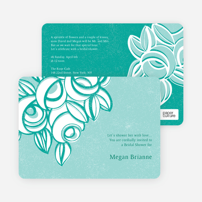 Vintage Flower Bouquet Bridal Shower Invitations - Blue