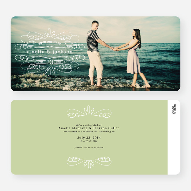 Flourish Save the Date Cards - Green