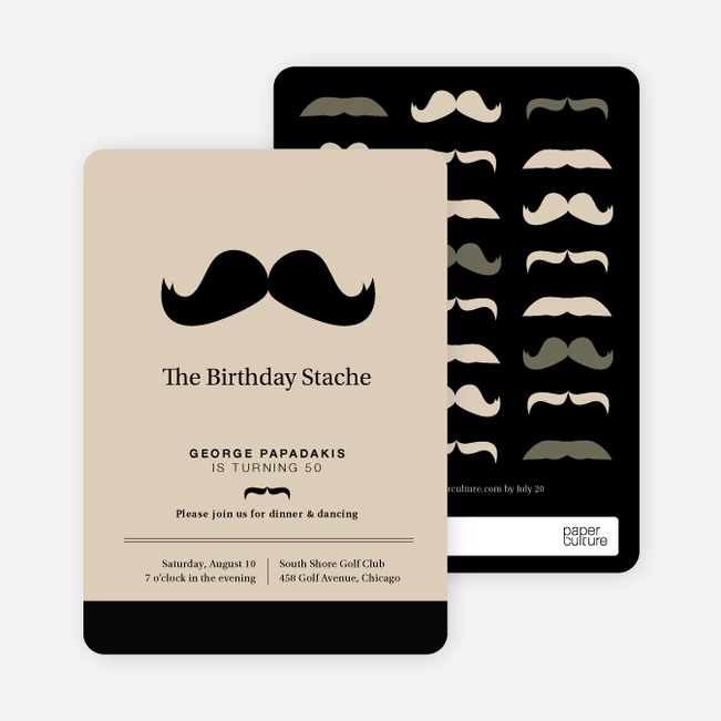 Movember Mustache Party Invitations - Brown