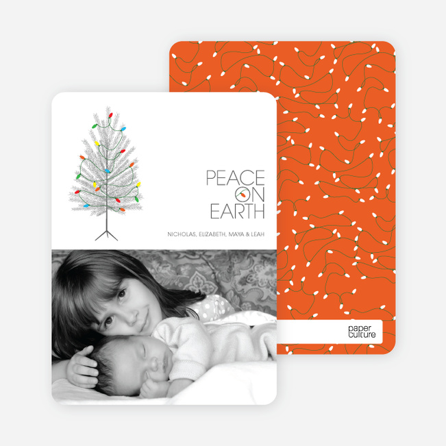 Peace on Earth Holiday Christmas Tree Cards - Pomegranate