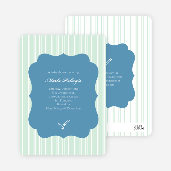 Baby Pin Shower Invitation - Sage Grey