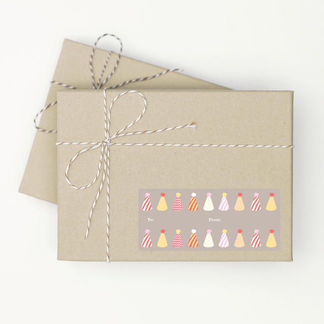 Birthday Hat Gift Tag Stickers - Pink